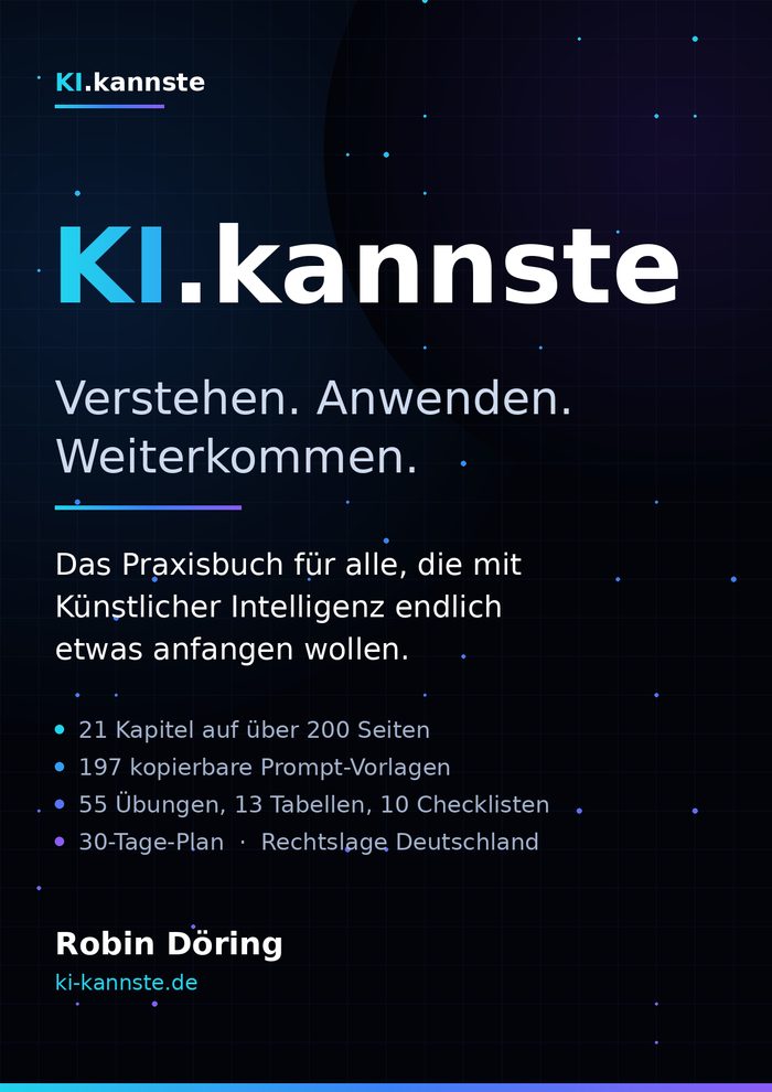 Titelseite des Praxisbuchs KI.kannste – Verstehen. Anwenden. Weiterkommen.
